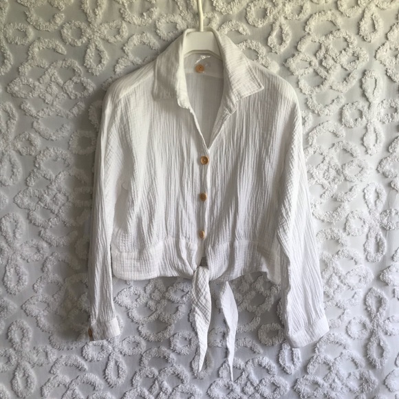 Cotton Candy Tops - NEW Cotton Candy LA White Long-sleeved Button Top